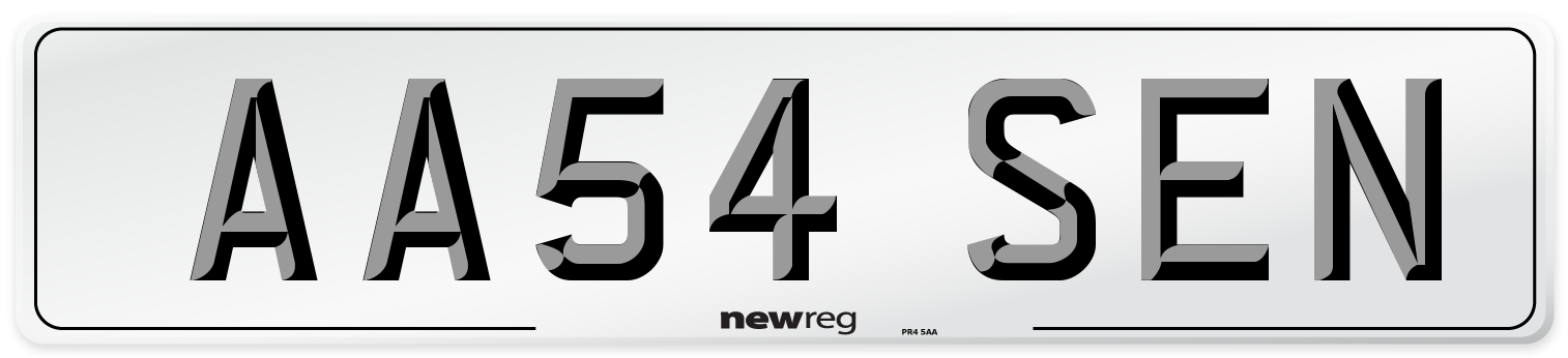 AA54 SEN Number Plate from New Reg